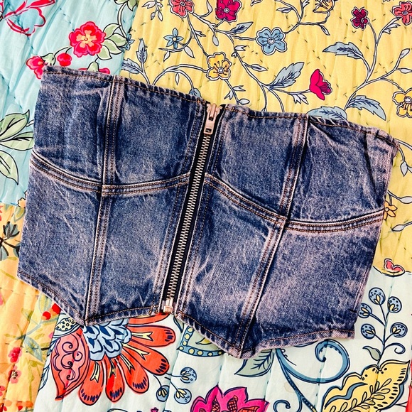 🌺🎉HP🎉🌺 NWT Reformation Ena Denim Bustier Top - Picture 14 of 16